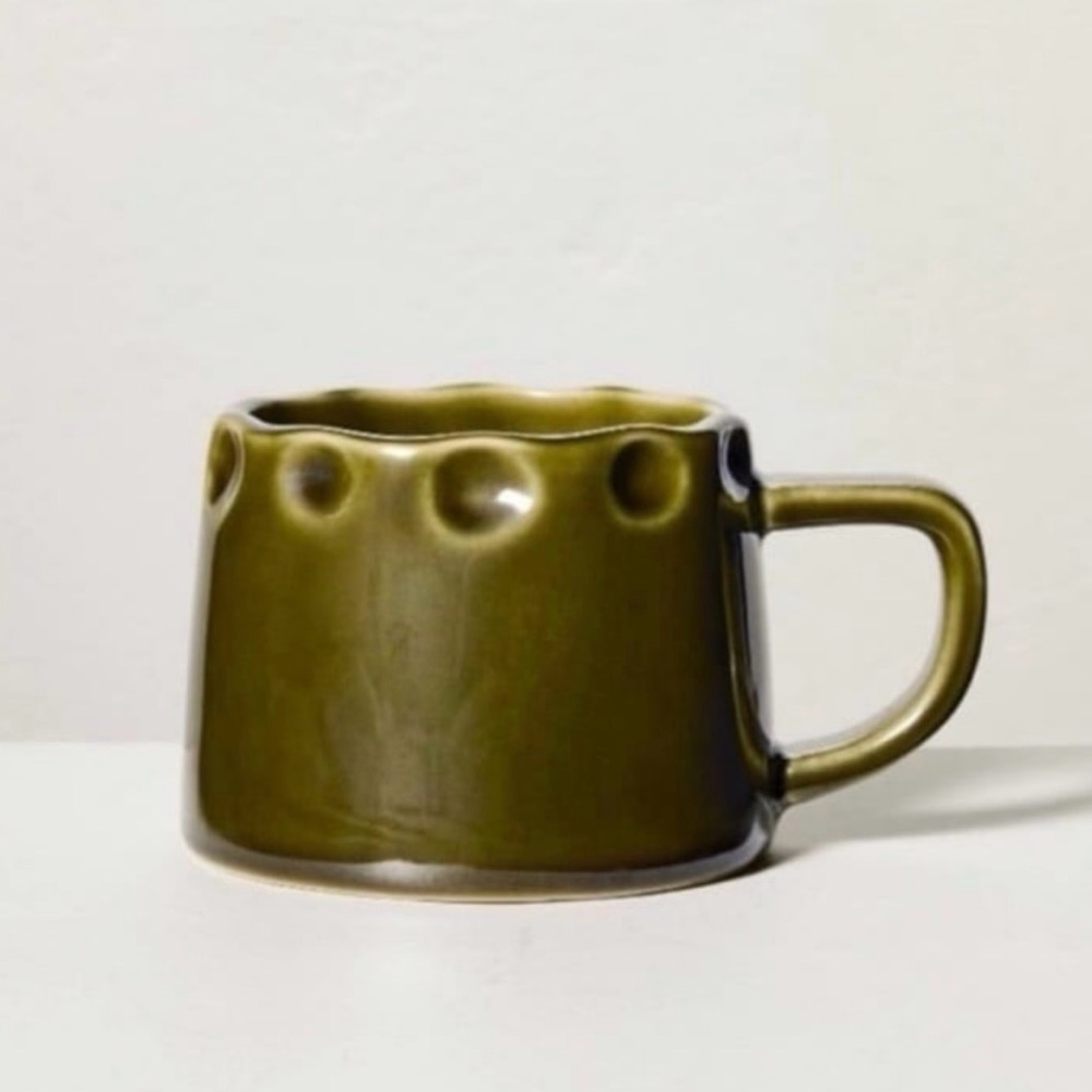 NEW 10-Ounce Carved Edge Fall Ceramic Mug Green - Hearth & Hand™ with Magnolia